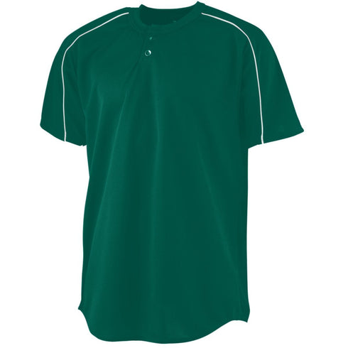 Augusta Sportswear Youth Wicking Two-Button Baseball Jersey (586-C), Color 'Dark Green/White'